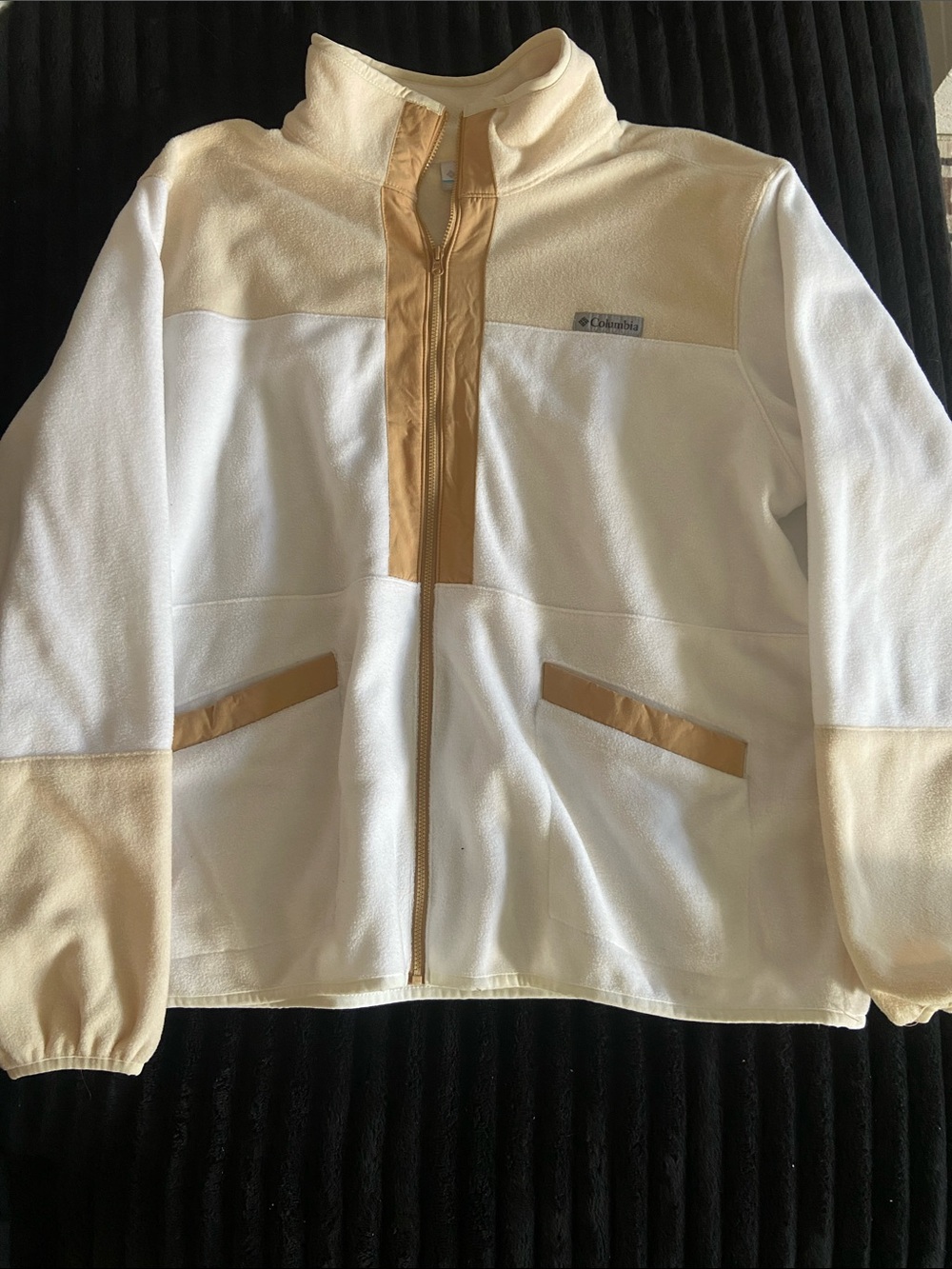 Columbia Cream & Tan Colorblock Fleece Jacket